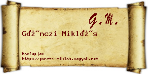 Gönczi Miklós névjegykártya